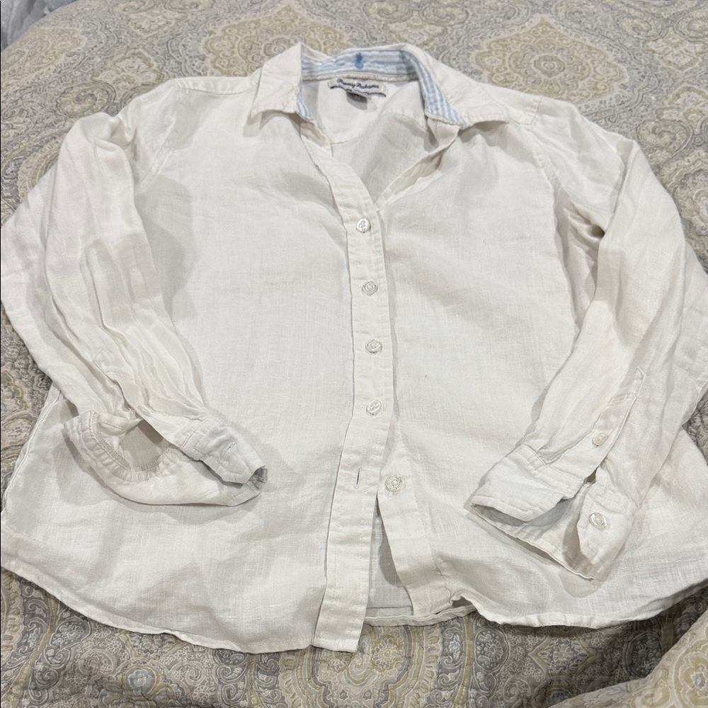 Tommy Bahama White Linen Button-Down Shirt
